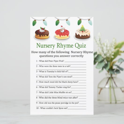 Weihnachtskuchen Kinderzimmer Rhyme Quiz Kinderdus (Stehend Vorderseite)