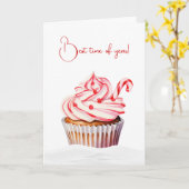 Weihnachtskuchen mit Candy Cane Karte (Gelbe Blume)