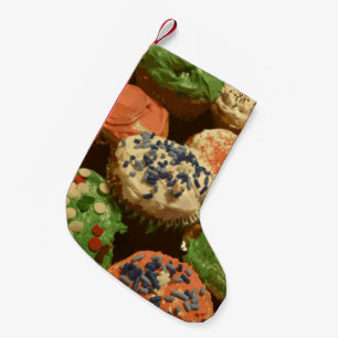 Weihnachtskuchen mit Sprinklen Kleiner Weihnachtsstrumpf