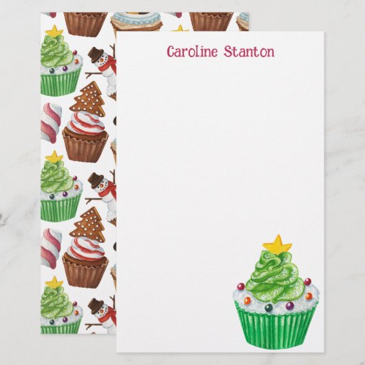 Weihnachtskuchen Personalisiert Briefpapier (Vorne/Hinten)
