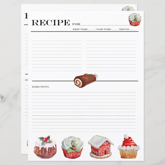 Weihnachtskuchen Rezept Buchbinderkarten (Vorne/Hinten)