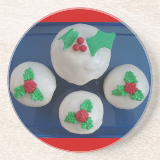 Weihnachtskuchen Sandstein Untersetzer (Vorne)