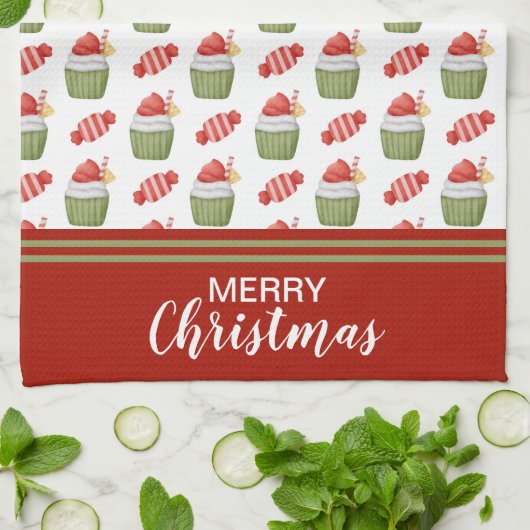 Weihnachtskuchen und -kandies geschirrtuch (Gefaltet)