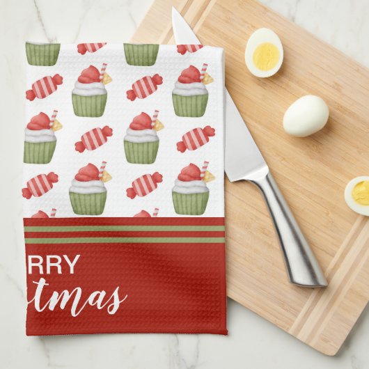 Weihnachtskuchen und -kandies geschirrtuch (Viertel Falte)