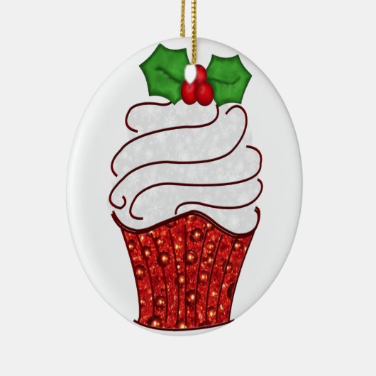 Weihnachtskuchen-Verzierung im Rot Keramikornament (Rechts)