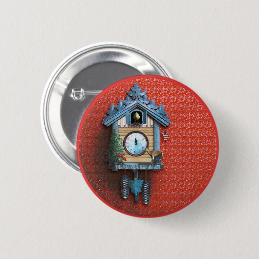 Weihnachtskuckucksuhr 2 ¼ Zoll-runder Knopf Button (Vorne & Hinten)