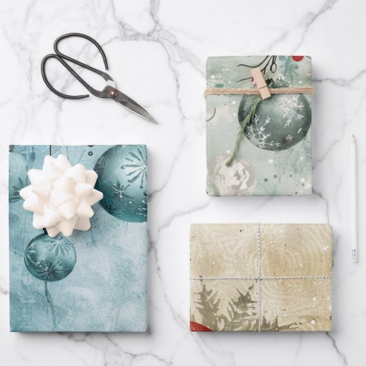 Weihnachtskugel Geschenkpapier Set (Vorderseite)