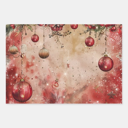 Weihnachtskugel Geschenkpapier Set (Vorderseite)