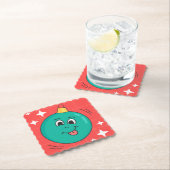 Weihnachtskugel Gesicht Smiley Happy Retro Cartoon Untersetzer (Vor Ort)