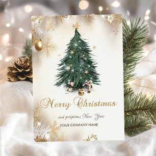 Weihnachtskugeln, Baum, Geschenke, Schneeflocken F Feiertagskarte