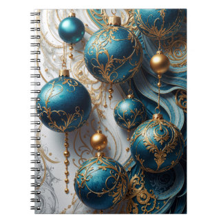 Weihnachtskugeln Blau Gold Festzauber Notizblock
