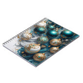 Weihnachtskugeln Blau Gold Luxus Ornament Notizblock (Linke Seite)