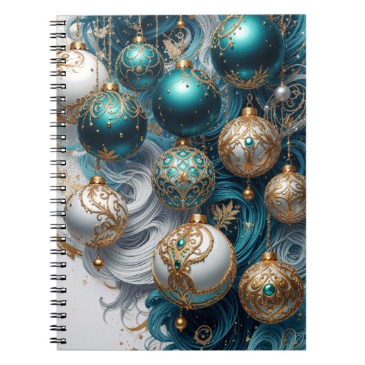 Weihnachtskugeln Blau Gold Luxus Ornament Notizblock (Vorderseite)