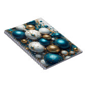 Weihnachtskugeln Blau Gold Premium Notizblock (Rechte Seite)