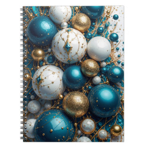 Weihnachtskugeln Blau Gold Premium Notizblock
