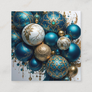 Weihnachtskugeln Gold Blau Luxus Fest Begleitkarte