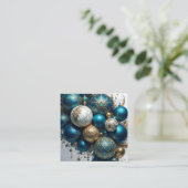 Weihnachtskugeln Gold Blau Luxus Fest Begleitkarte (Stehend Vorderseite)