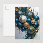 Weihnachtskugeln Gold Blau Luxus Fest Feiertagspostkarte (Vorne/Hinten)