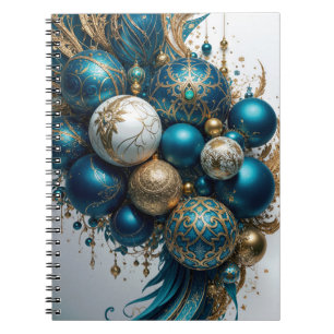 Weihnachtskugeln Gold Blau Luxus Fest Notizblock