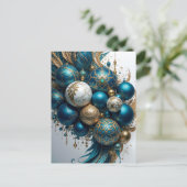 Weihnachtskugeln Gold Blau Luxus Fest Standard Postkarte (Stehend Vorderseite)