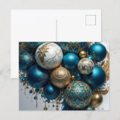 Weihnachtskugeln Gold Blau Luxus Fest Standard Postkarte (Vorne/Hinten)