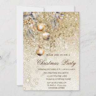 Weihnachtskugeln Gold Pailletten Weihnachtsfeier Einladung