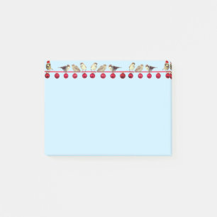 Weihnachtskugeln & Singvögel auf Hellblau Post-it Klebezettel