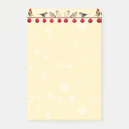Weihnachtskugeln & Sternsänger-Vögel Post-it Klebezettel (Vorderseite)