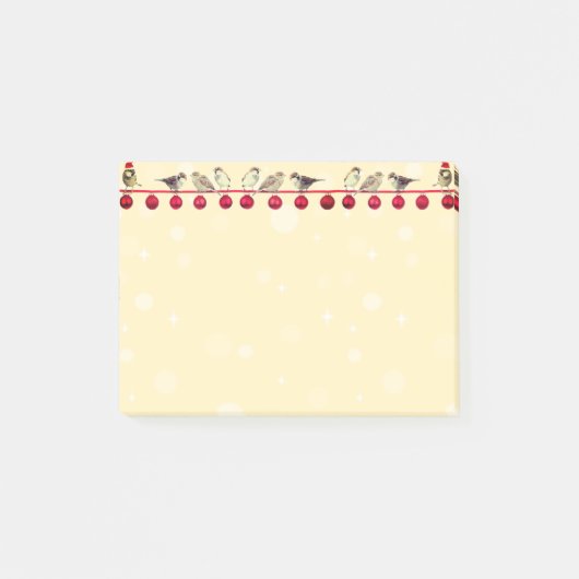 Weihnachtskugeln & Sternsänger-Vögel Post-it Klebezettel (Vorderseite)