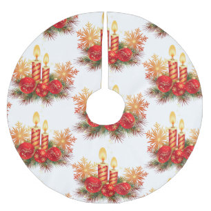 Weihnachtskugeln und Kerzen Polyester Weihnachtsbaumdecke
