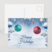 Weihnachtskugeln Verschneite Weihnachtspostkarte Postkarte (Vorne/Hinten)