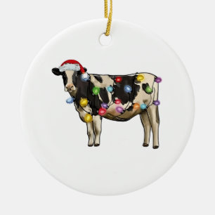 Weihnachtskuh Bauernhof Liebhaber Niedlich Santa F Keramik Ornament