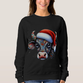 Weihnachtskuh Bull mit Weihnachtsmannmütze Mexikan Sweatshirt