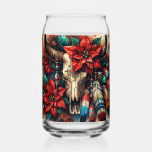 Weihnachtskuh Bull Skull Poinsettias Feathers Dosenglas (Rückseite)