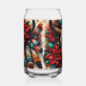 Weihnachtskuh Bull Skull Poinsettias Feathers Dosenglas (Rechts)