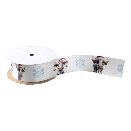 Weihnachtskuh Couple & Snowflake 1,5" Band Satinband (Spule)
