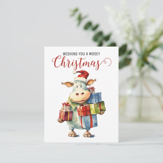 Weihnachtskuh Feiertagskarte (Stehend Vorderseite)