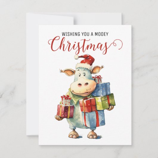 Weihnachtskuh Feiertagskarte (Vorderseite)