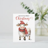 Weihnachtskuh Feiertagskarte (Stehend Vorderseite)