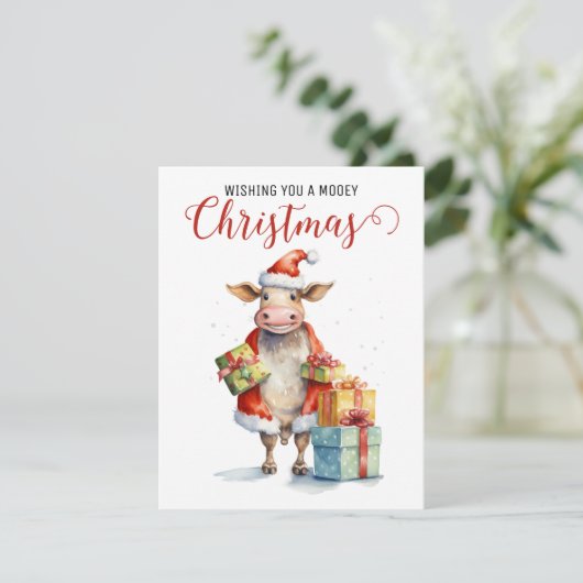 Weihnachtskuh Feiertagskarte (Stehend Vorderseite)