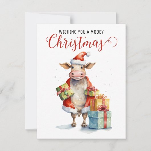 Weihnachtskuh Feiertagskarte (Vorderseite)
