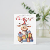 Weihnachtskuh Feiertagskarte (Stehend Vorderseite)