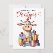 Weihnachtskuh Feiertagskarte (Vorderseite)