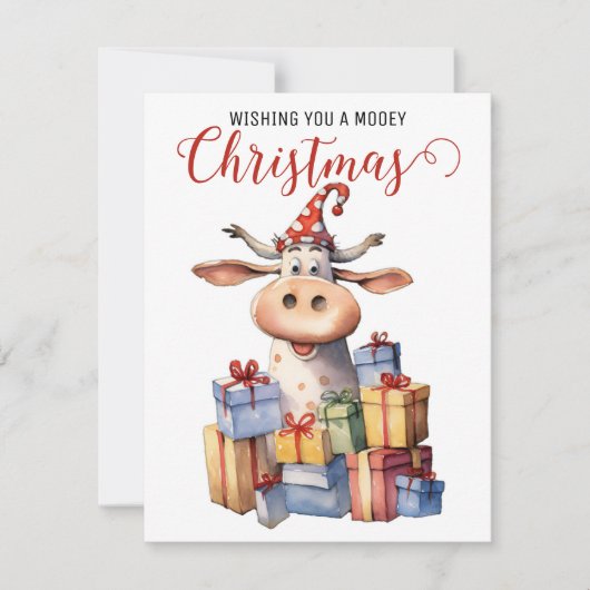 Weihnachtskuh Feiertagskarte (Vorderseite)