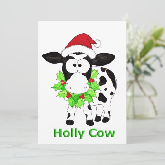 Weihnachtskuh Feiertagskarte (Stehend Vorderseite)