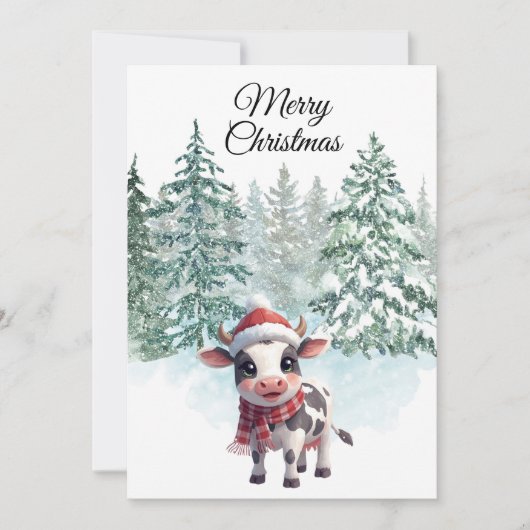 Weihnachtskuh-Flach-Weihnachtskarte Feiertagskarte (Vorderseite)