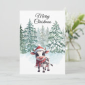Weihnachtskuh-Flach-Weihnachtskarte Feiertagskarte (Stehend Vorderseite)