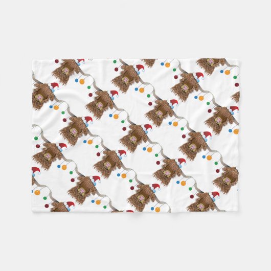 Weihnachtskuh Fleecedecke (Vorderseite (Horizontal))