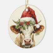 Weihnachtskuh fügt Text Aquarell Keramik Ornament (Links)
