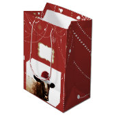 Weihnachtskuh-Geschenk-Tasche Mittlere Geschenktüte (Vorderseite Schrägansicht)
